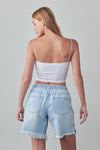 High Rise Drawstring Denim Shorts-Denim Shorts-Reef Love