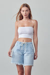 High Rise Drawstring Denim Shorts-Denim Shorts-Reef Love