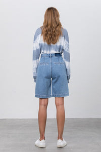 High Rise Pleated Mom Bermuda Shorts-Bermuda Jean Shorts-Insane Gene-Reef Love