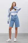 High Rise Pleated Mom Bermuda Shorts-Bermuda Jean Shorts-Insane Gene-MEDIUM-S-Reef Love