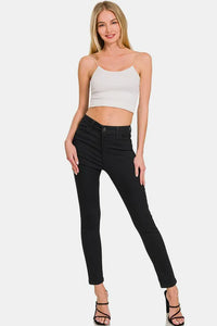 High Rise Skinny Jeans with Pockets, Black
