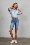 High Rise Slim Bermuda Denim Shorts-Bermuda Jean Shorts-Insane Gene-Reef Love