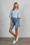 High Rise Slim Bermuda Denim Shorts-Bermuda Jean Shorts-Insane Gene-Reef Love