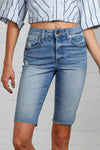 High Rise Slim Bermuda Denim Shorts-Bermuda Jean Shorts-Insane Gene-Reef Love