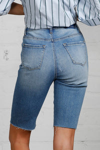 High Rise Slim Bermuda Denim Shorts-Bermuda Jean Shorts-Insane Gene-Reef Love