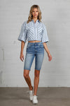 High Rise Slim Bermuda Denim Shorts-Bermuda Jean Shorts-Insane Gene-DARK-L-Reef Love
