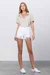 High Rise White Denim Shorts-Denim Shorts-Insane Gene-WHITE-XS-Reef Love