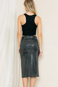 High Waist Sequin Midi Skirt