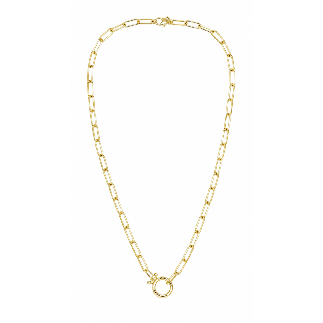 Paperclip Chain Necklace, Gold