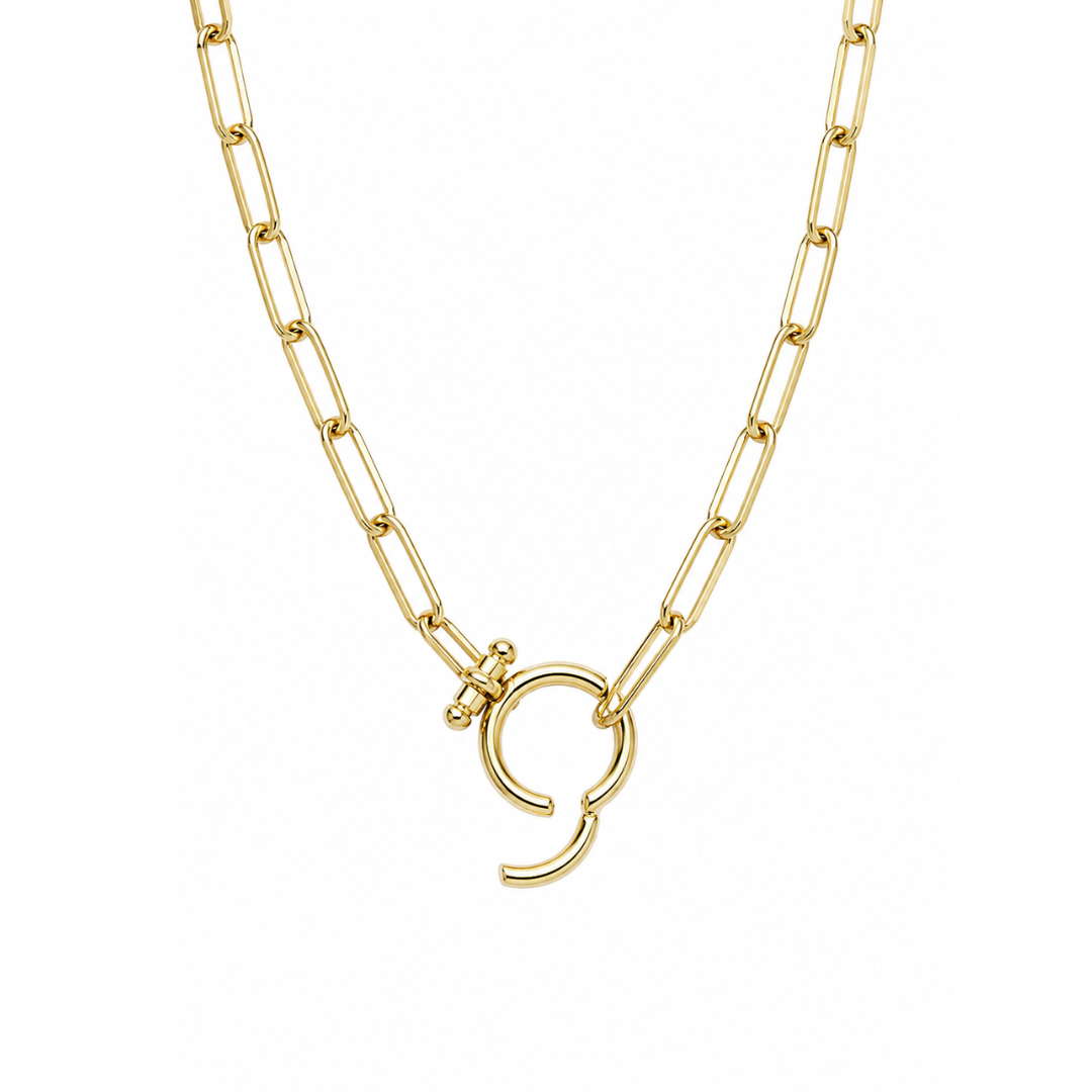 Paperclip Chain Necklace, Gold
