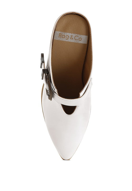 Holler Carved Buckle Statement Mules-Reef Love