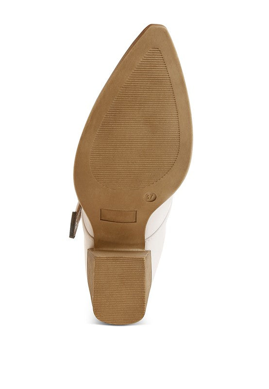 Holler Carved Buckle Statement Mules-Reef Love