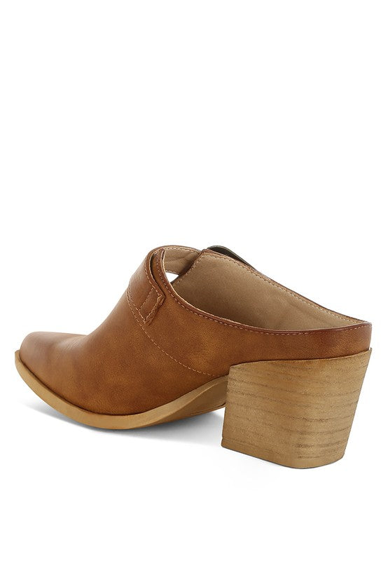 Holler Carved Buckle Statement Mules-Reef Love