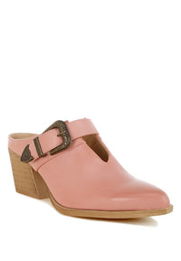 Holler Carved Buckle Statement Mules-Reef Love