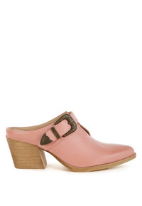 Holler Carved Buckle Statement Mules-Reef Love