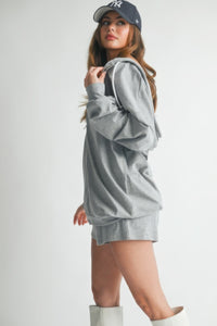 Hoodie, Shorts + Cami 3-Piece Set, Heather Grey