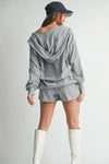 Hoodie, Shorts + Cami 3-Piece Set, Heather Grey