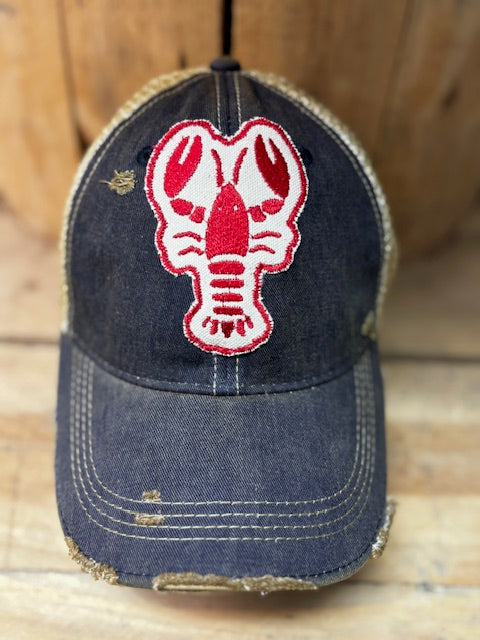 LOBSTER Distressed Snapback Baseball Cap