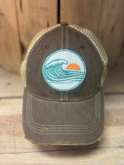 Sunset Swell Distressed Trucker Hat