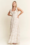 Ivory Ruffle Sleeve Tiered Maxi Dress-Effortlessly romantic and undeniably elegant, this tiered maxi dress is made for sun-drenched days and dreamy evenings. Featuring a delicate floral print-Reef Love Boho-Chic Boutique