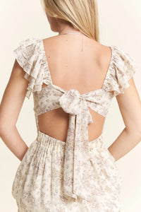 Ivory Ruffle Sleeve Tiered Maxi Dress-Effortlessly romantic and undeniably elegant, this tiered maxi dress is made for sun-drenched days and dreamy evenings. Featuring a delicate floral print-Reef Love Boho-Chic Boutique