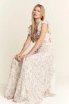 Ivory Ruffle Sleeve Tiered Maxi Dress-Effortlessly romantic and undeniably elegant, this tiered maxi dress is made for sun-drenched days and dreamy evenings. Featuring a delicate floral print-Reef Love Boho-Chic Boutique