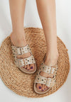Jayata Metallic Stud Embellished Sliders