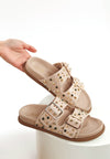 Jayata Metallic Stud Embellished Sliders