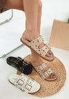 Jayata Metallic Stud Embellished Sliders