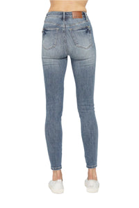 Judy Blue Full Size Tummy Control Contrast Wash Skinny Jeans-Ankle Jeans-Reef Love