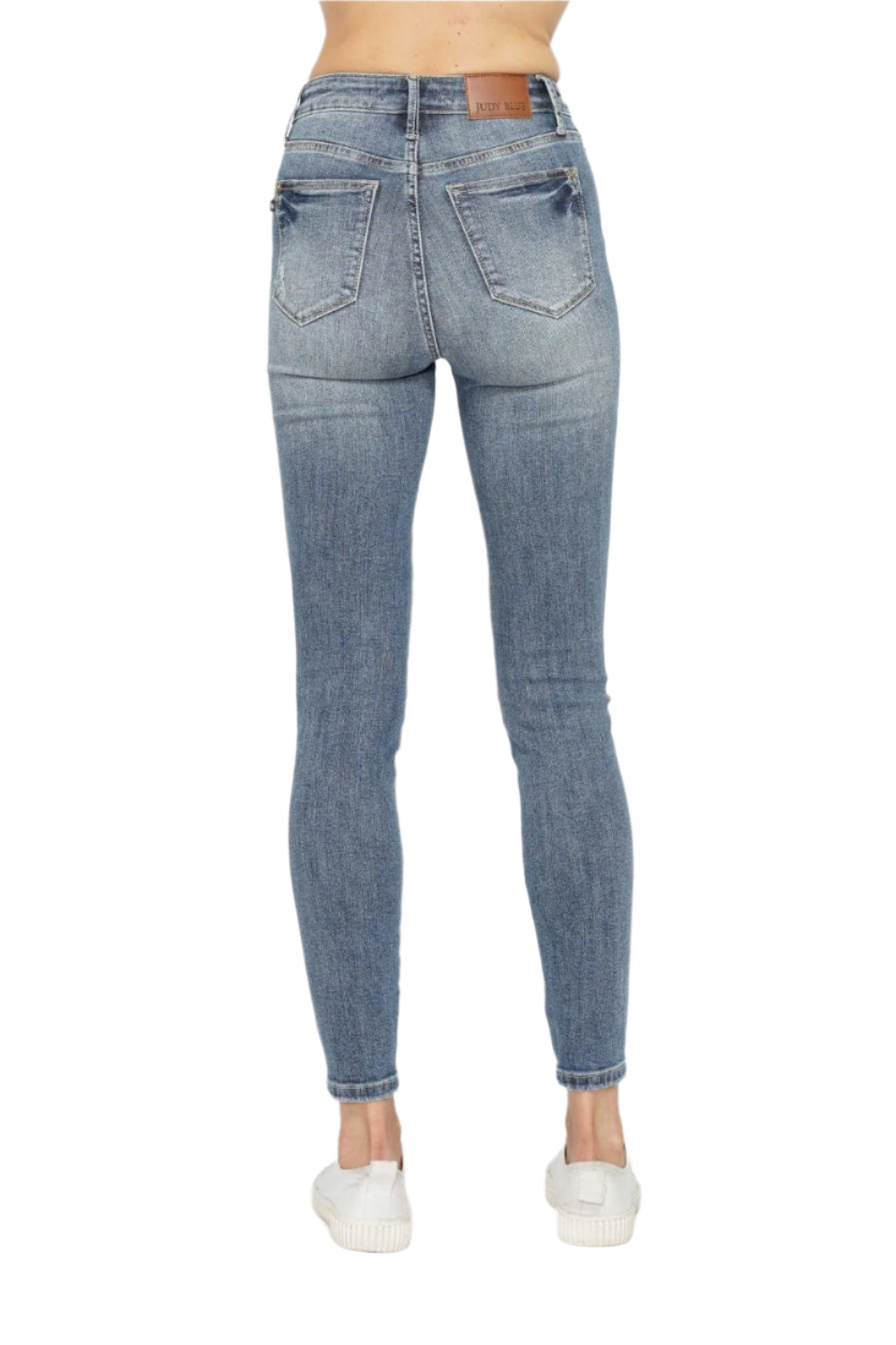 Judy Blue Full Size Tummy Control Contrast Wash Skinny Jeans-Ankle Jeans-Reef Love