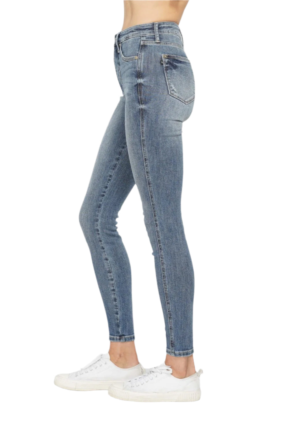 Judy Blue Full Size Tummy Control Contrast Wash Skinny Jeans-Ankle Jeans-Reef Love