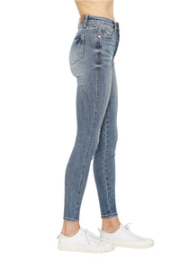 Judy Blue Full Size Tummy Control Contrast Wash Skinny Jeans-Ankle Jeans-Reef Love