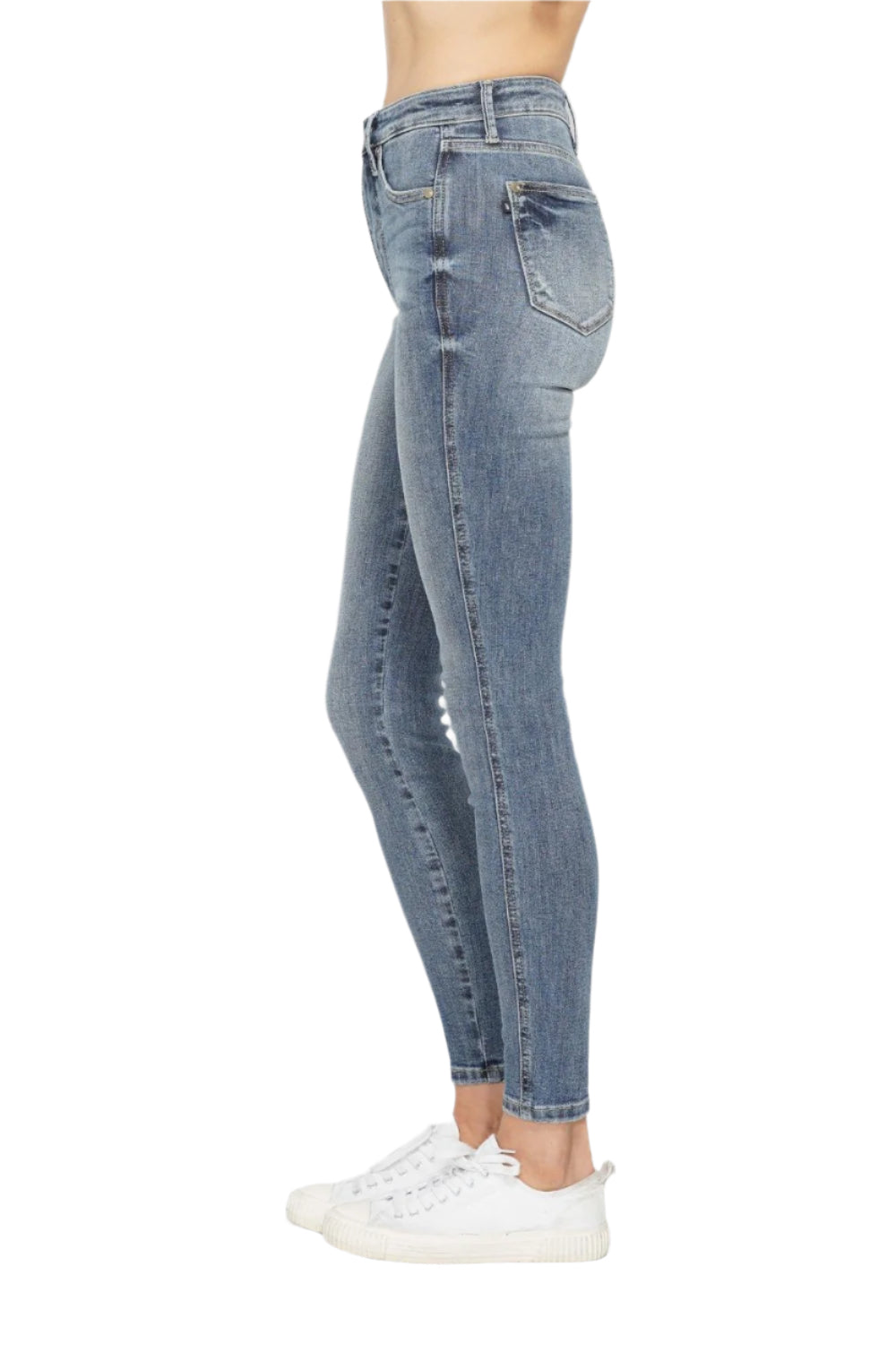 Judy Blue Full Size Tummy Control Contrast Wash Skinny Jeans-Ankle Jeans-Reef Love