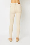 Judy Blue Cream Garment Dyed Tummy Control Skinny Jeans-Skinny Jeans-Judy Blue-Reef Love