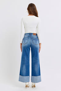 Judy Blue Distressed High Waist Wide-Leg Jeans