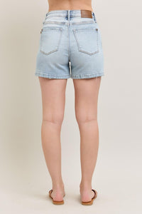 Judy Blue Frayed Hem High Rise Denim Shorts with Pockets - Reef Love