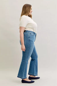 Judy Blue Full Size Mid Rise Slim Bootcut Tummy Control Release Hem Jeans Plus Size