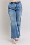 Judy Blue Full Size Raw Hem Wide Leg Jeans-Reef Love