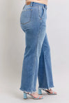 Judy Blue Full Size Raw Hem Wide Leg Jeans-Reef Love