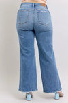 Judy Blue Full Size Raw Hem Wide Leg Jeans-Reef Love