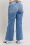 Judy Blue Full Size Raw Hem Wide Leg Jeans-Reef Love