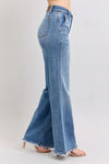 Judy Blue Full Size Raw Hem Wide Leg Jeans-Reef Love