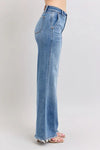 Judy Blue Full Size Raw Hem Wide Leg Jeans-Reef Love