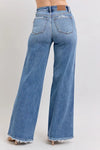 Judy Blue Full Size Raw Hem Wide Leg Jeans-Reef Love