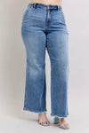Judy Blue Full Size Raw Hem Wide Leg Jeans-Reef Love