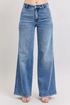 Judy Blue Full Size Raw Hem Wide Leg Jeans-Reef Love
