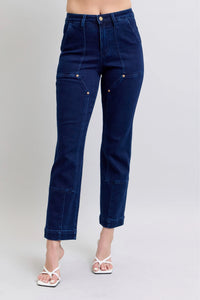 Judy Blue HW Work Wear Knee Patch Straight Jeans- Boho Chic Styles by Reef Love