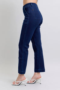 Judy Blue HW Work Wear Knee Patch Straight Jeans- Boho Chic Styles by Reef Love