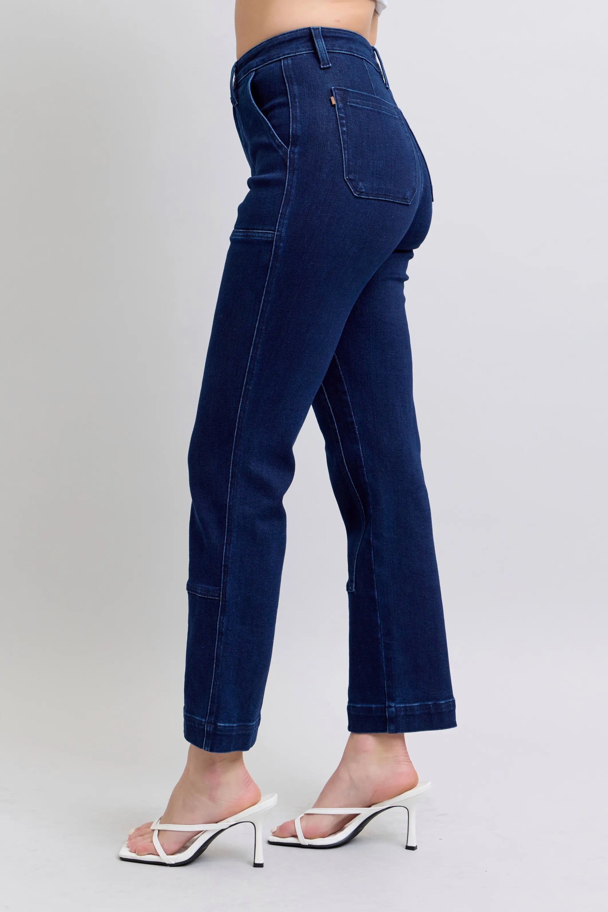 Judy Blue HW Work Wear Knee Patch Straight Jeans- Boho Chic Styles by Reef Love